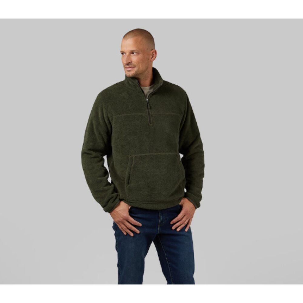 Men's Cozy Thermal Fleece 1/4 Quarter Zip Pullover Olive Green Father's Day XXL